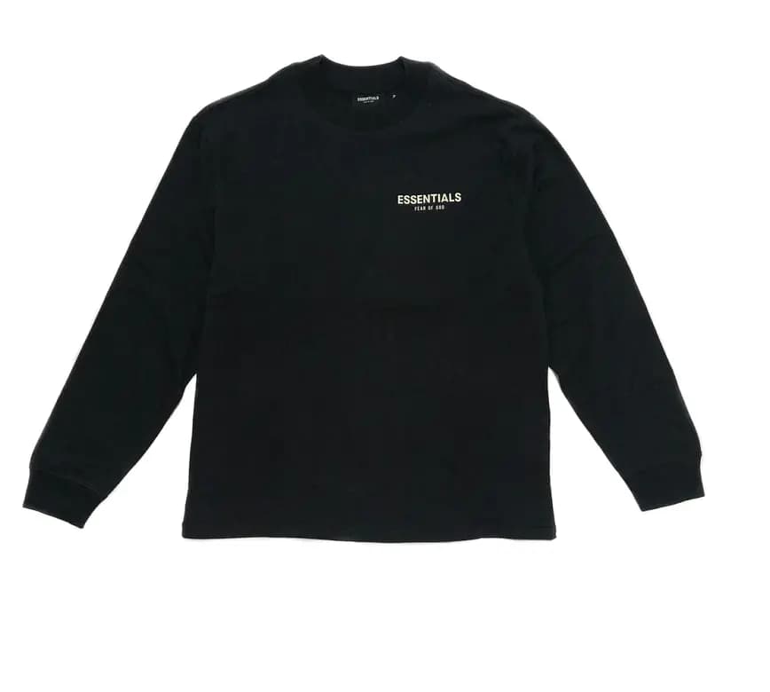 Fear Of God Essentinals Long Sleeve Photo T Shirt Black ESLSPTBK Fear Of God Essentinals Long Sleeve Photo T Shirt Black ESLSPTBK