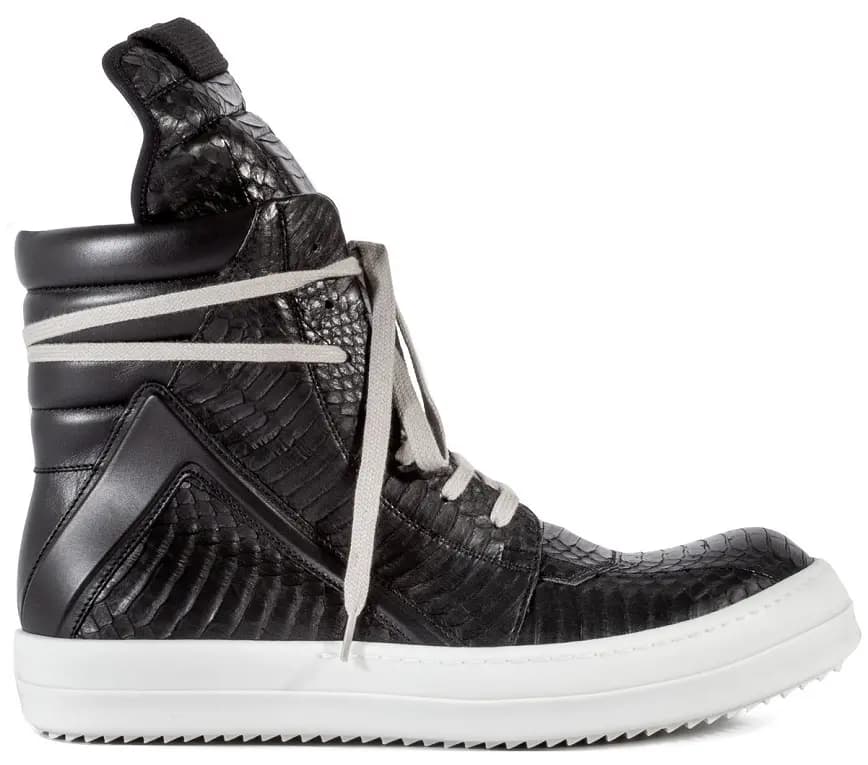 Giày Rick Owens Geobasket Leather Sneakers In Black RP20S1894 Giày Rick Owens Geobasket Leather Sneakers In Black RP20S1894