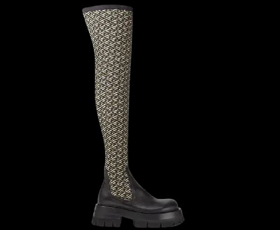 Giày Versace Leonidas Thigh High Boots Black Khaki 1002055-1A01533-5B150 Giày Versace Leonidas Thigh High Boots Black Khaki 1002055-1A01533-5B150