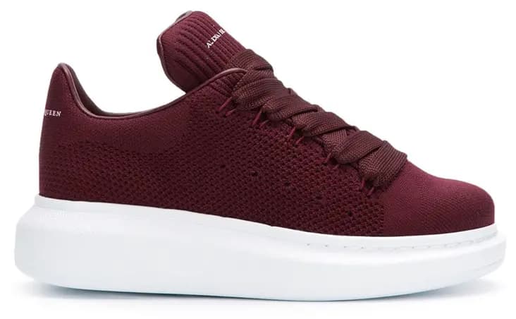 Giày Alexander McQueen Lace Up Dark Red Knit Sneakers 533699-W4I90-6559 Giày Alexander McQueen Lace Up Dark Red Knit Sneakers 533699-W4I90-6559