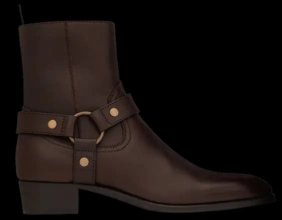 Giày Saint Laurent Wyatt Harness Boots In Smooth Leather 'Chocolate' 64909418T006023 Giày Saint Laurent Wyatt Harness Boots In Smooth Leather 'Chocolate' 64909418T006023