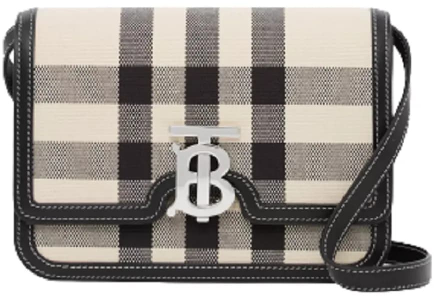 Túi Burberry Small Check Canvas and Leather TB Bag 'Butter Beige Black' Túi Burberry Small Check Canvas and Leather TB Bag 'Butter Beige Black'