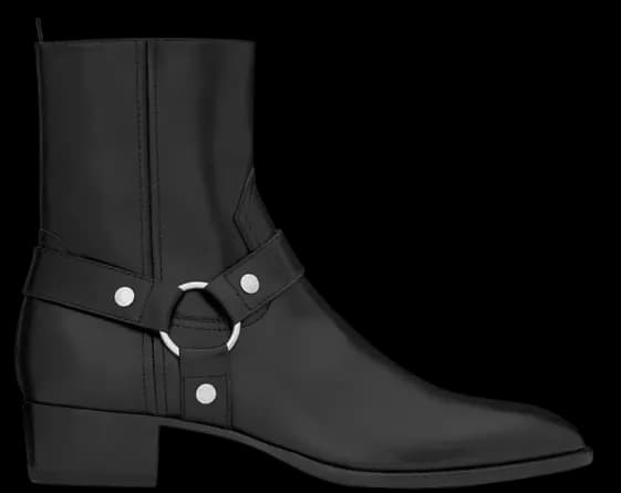 Giày Saint Laurent Wyatt Harness Boots In Smooth Leather 'Black' Giày Saint Laurent Wyatt Harness Boots In Smooth Leather 'Black'