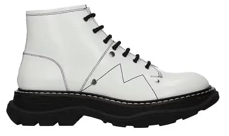 Giày Alexander McQueen Wmns White Leather Ankle Boots 595469-WHQSG-9089 Giày Alexander McQueen Wmns White Leather Ankle Boots 595469-WHQSG-9089