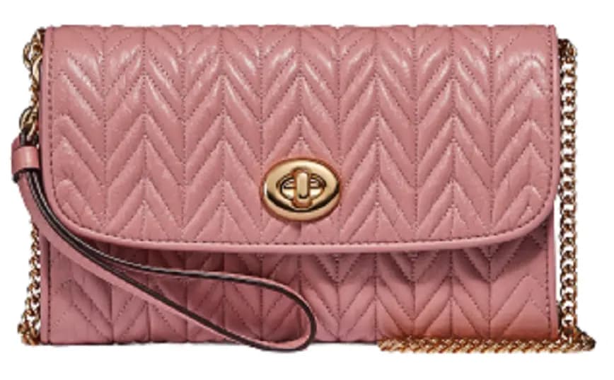 VÍ Coach Chain Crossbody With Quilting Pink Petal 76823 VÍ Coach Chain Crossbody With Quilting Pink Petal 76823