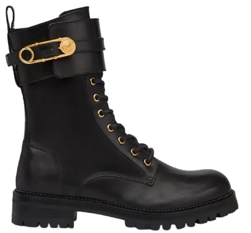 Giày Versace Safety Pin Leather Boots Black DST419E-DVTA3-D41OH Giày Versace Safety Pin Leather Boots Black DST419E-DVTA3-D41OH