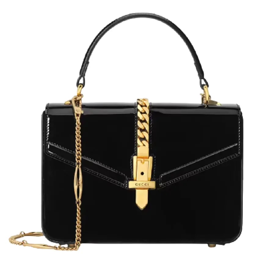 Túi Gucci Sylvie 1969 Patent Leather 'Black' 589479-1J70G-1000 Túi Gucci Sylvie 1969 Patent Leather 'Black' 589479-1J70G-1000