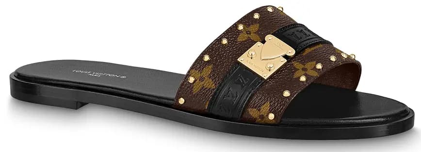 Dép Louis Vuitton Lock It Flat Mules 'Black' 1AAC3S Dép Louis Vuitton Lock It Flat Mules 'Black' 1AAC3S