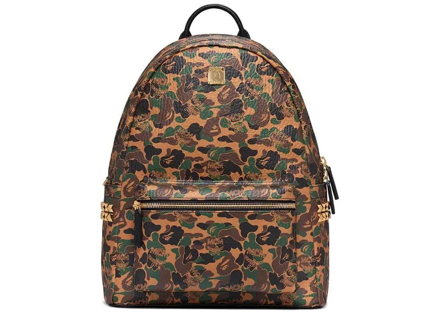 Balo MCM x Bape Stark Camo in Coated Canvas with 24k Gold Plated Balo MCM x Bape Stark Camo in Coated Canvas with 24k Gold Plated