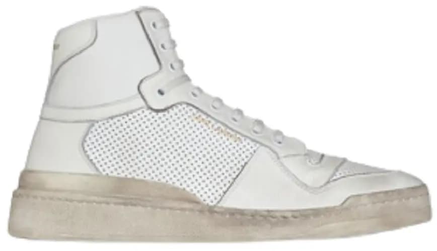 Giày Saint Laurent SL 24 Mid Top In Used Look Leather 'Optic White' Giày Saint Laurent SL 24 Mid Top In Used Look Leather 'Optic White'
