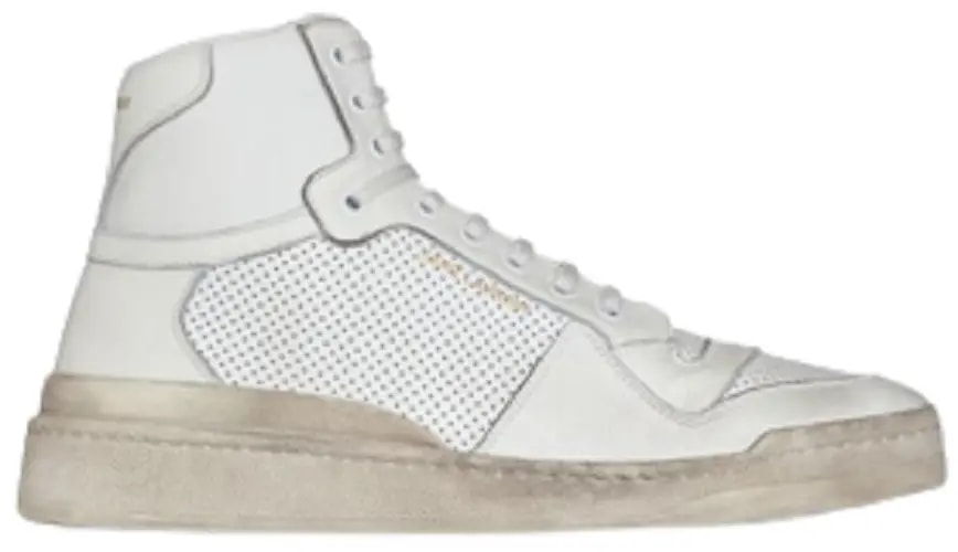 Giày Saint Laurent SL 24 Mid Top In Used Look Leather 'Optic White' — kich-thuoc: lien-he-order Giày Saint Laurent SL 24 Mid Top In Used Look Leather 'Optic White' — kich-thuoc: lien-he-order