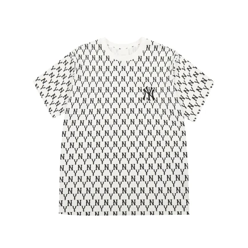 Áo MLB Monogram All Over Over Fit Short Sleeve White 31TSM1131-50B Áo MLB Monogram All Over Over Fit Short Sleeve White 31TSM1131-50B