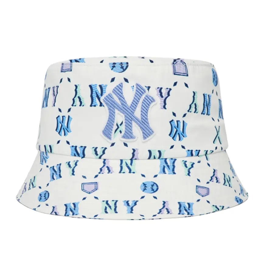 Mũ MLB Monogram Bucket Hat NY Yankees White 3AHTM0523-50WHS Mũ MLB Monogram Bucket Hat NY Yankees White 3AHTM0523-50WHS