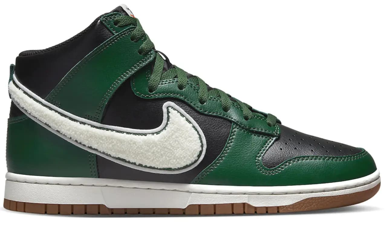 Giày Nike Dunk High 'Chenille Swoosh Black Green' DR8805-001 Giày Nike Dunk High 'Chenille Swoosh Black Green' DR8805-001