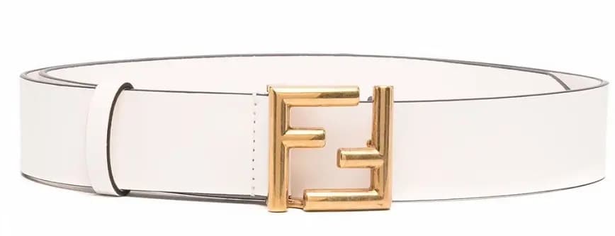 Thắt Lưng Fendi White Leather FF Gold Logo Plaque Buckle Belt 8C0649AA1LF1EXX Thắt Lưng Fendi White Leather FF Gold Logo Plaque Buckle Belt 8C0649AA1LF1EXX