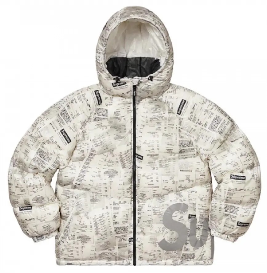 Áo Supreme Hooded Down Jacket Receipts — kich-thuoc: M Áo Supreme Hooded Down Jacket Receipts — kich-thuoc: M
