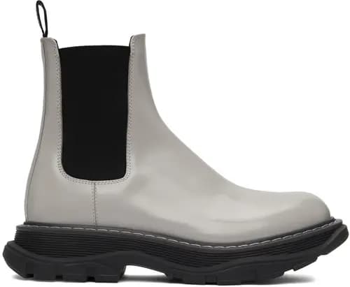 Giày Alexander McQueen Grey Contrast Stitch Tread Chelseaoots 662669WHZ8G1430 Giày Alexander McQueen Grey Contrast Stitch Tread Chelseaoots 662669WHZ8G1430