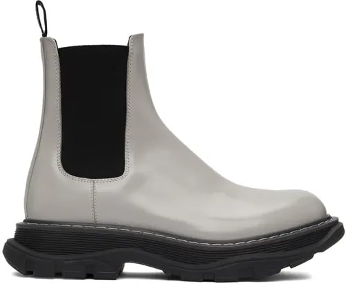 Giày Alexander McQueen Grey Contrast Stitch Tread Chelseaoots 662669WHZ8G1430 — kich-thuoc: 40 Giày Alexander McQueen Grey Contrast Stitch Tread Chelseaoots 662669WHZ8G1430 — kich-thuoc: 40