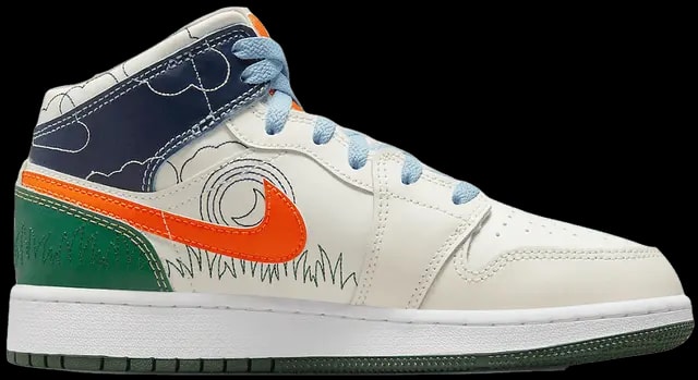 Giày Nike Air Jordan 1 Mid Stitch 'White Green Black' DX2462-100 — kich-thuoc: 37.5 Giày Nike Air Jordan 1 Mid Stitch 'White Green Black' DX2462-100 — kich-thuoc: 37.5