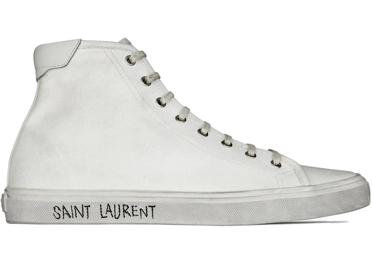 Giày Saint Laurent Malibu Mid Optic White 649249-00NG0-9030 Giày Saint Laurent Malibu Mid Optic White 649249-00NG0-9030