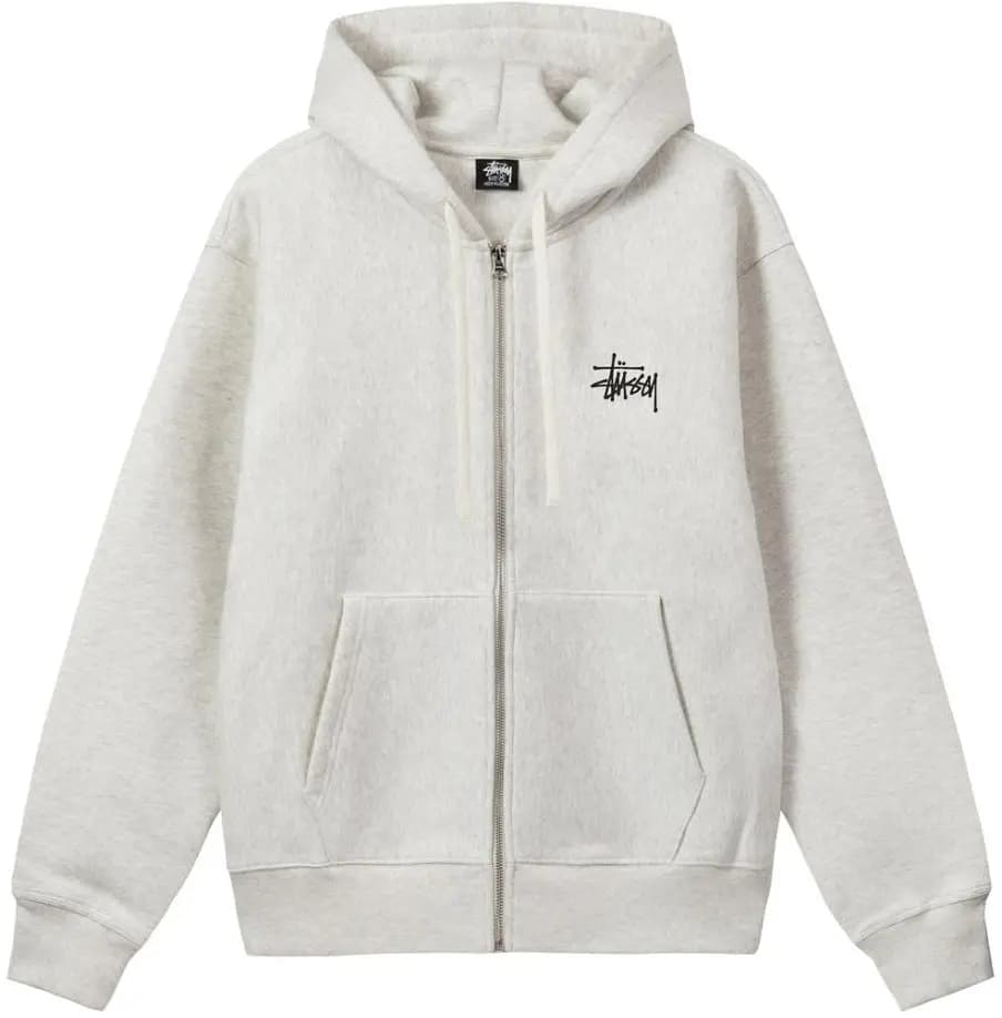 Áo Stussy Basic Stussy Zip Hoodie 2022 'Ash Heather' Áo Stussy Basic Stussy Zip Hoodie 2022 'Ash Heather'