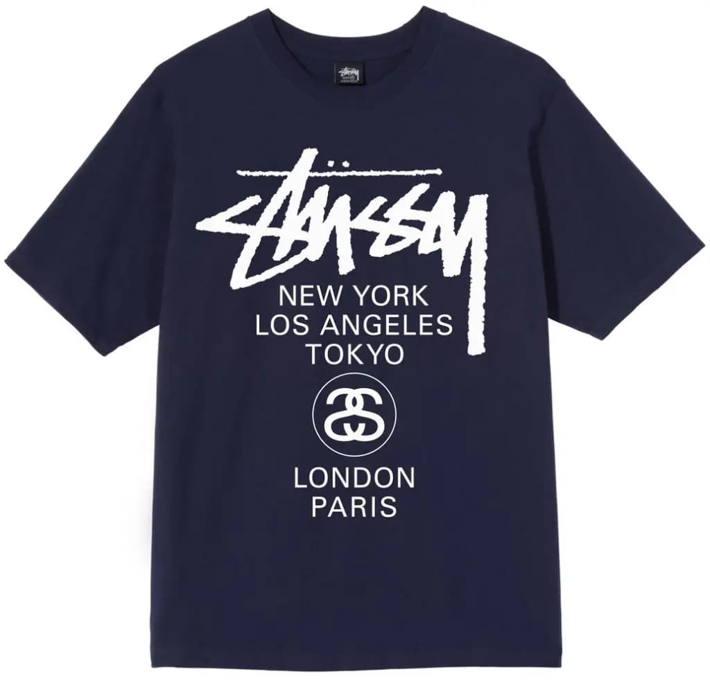 Áo Stussy World Tour T-Shirt Navy Áo Stussy World Tour T-Shirt Navy