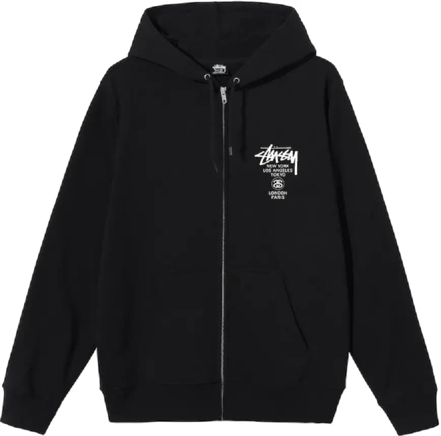 Áo Stussy World Tour Zip Hoodie 2022 'Black' Áo Stussy World Tour Zip Hoodie 2022 'Black'