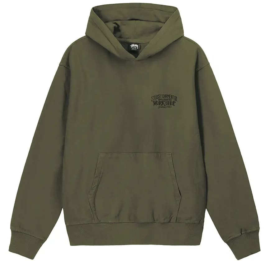 Áo Stussy x Our Legacy Work Shop Surfman Pigment Dyed Hoodie 'Dark Olive' Áo Stussy x Our Legacy Work Shop Surfman Pigment Dyed Hoodie 'Dark Olive'