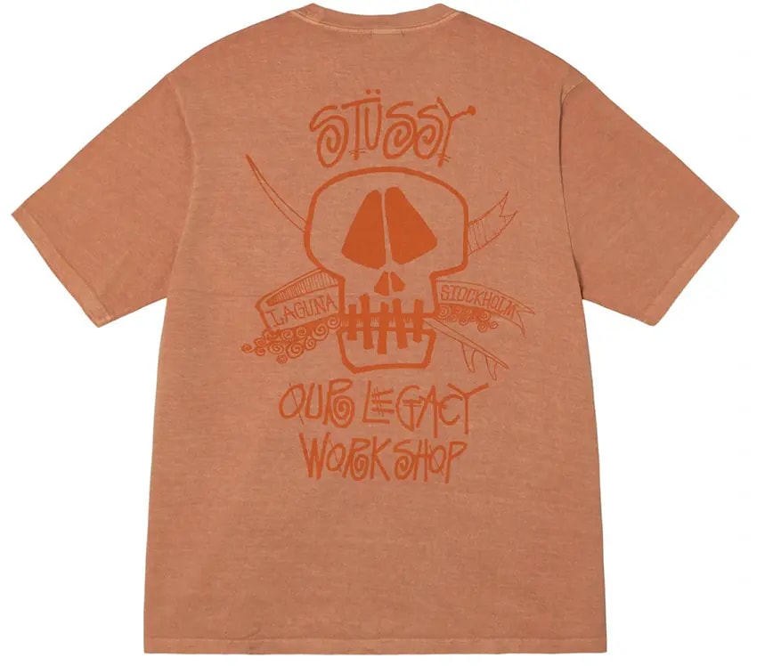 Áo Stussy x Our Legacy Work Shop Surf Skull Pigment Dyed Tee 'Clay' — kich-thuoc: L Áo Stussy x Our Legacy Work Shop Surf Skull Pigment Dyed Tee 'Clay' — kich-thuoc: L