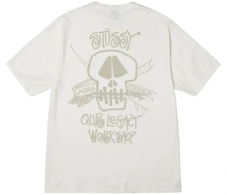 Áo Stussy x Our Legacy Work Shop Surf Skull Pigment Dyed Tee 'Natural' — kich-thuoc: L Áo Stussy x Our Legacy Work Shop Surf Skull Pigment Dyed Tee 'Natural' — kich-thuoc: L