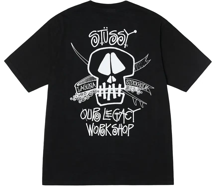 Áo Stussy x Our Legacy Work Shop Surf Skull Pigment Dyed Tee 'Black' Áo Stussy x Our Legacy Work Shop Surf Skull Pigment Dyed Tee 'Black'