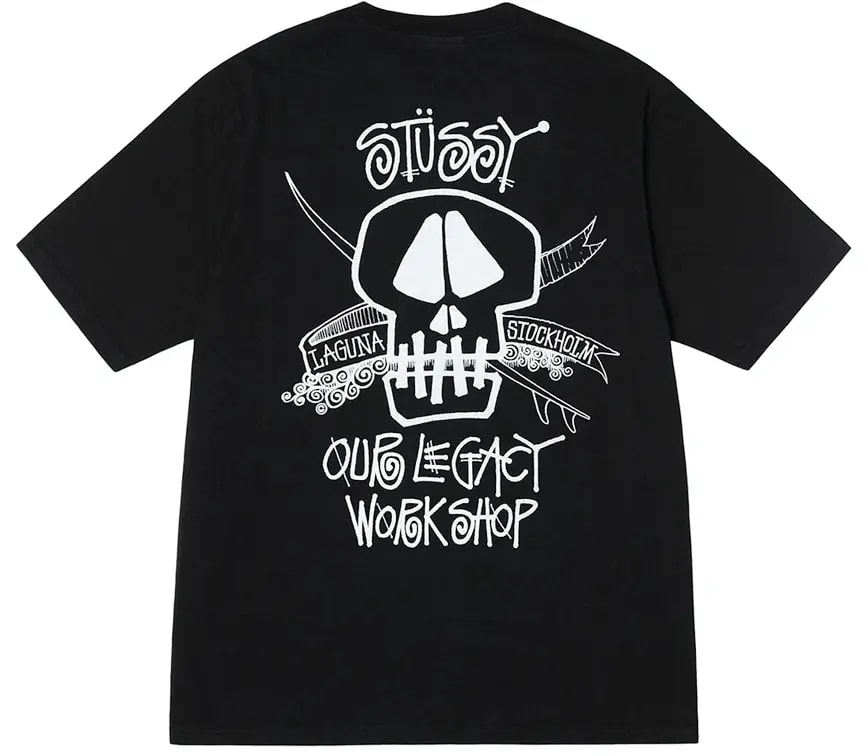 Áo Stussy x Our Legacy Work Shop Surf Skull Pigment Dyed Tee 'Black' — kich-thuoc: M Áo Stussy x Our Legacy Work Shop Surf Skull Pigment Dyed Tee 'Black' — kich-thuoc: M