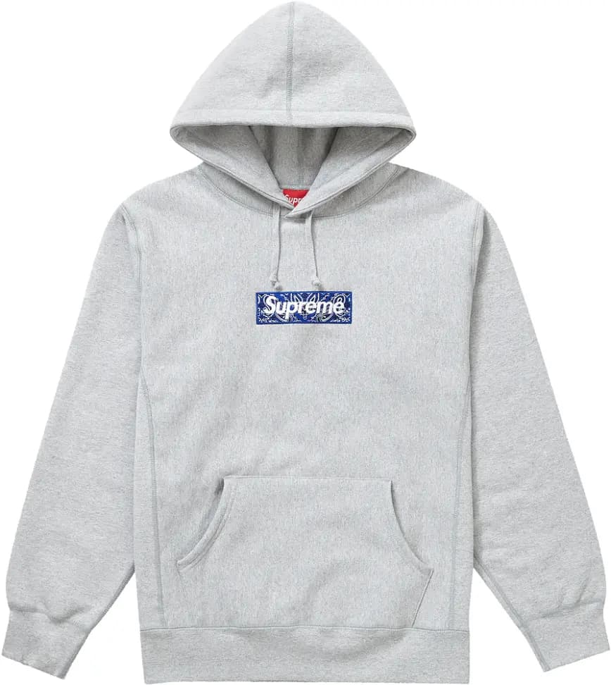 Áo Supreme Bandana Box Logo Hooded Sweatshirt Heather Grey SUP-BABLHSHGY Áo Supreme Bandana Box Logo Hooded Sweatshirt Heather Grey SUP-BABLHSHGY