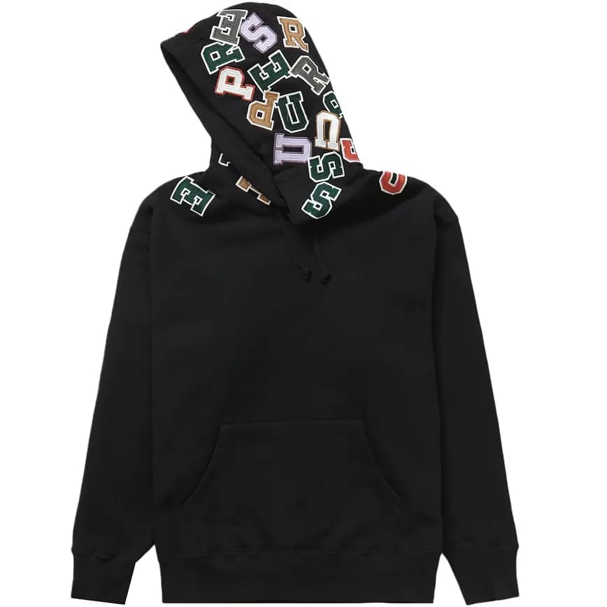Áo Supreme Scattered Appliqué Hooded Sweatshirt 'Black' Áo Supreme Scattered Appliqué Hooded Sweatshirt 'Black'