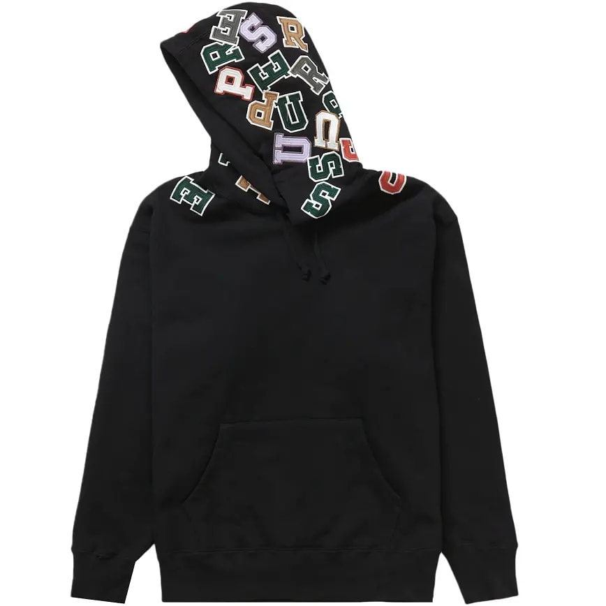 Áo Supreme Scattered Appliqué Hooded Sweatshirt 'Black' — kich-thuoc: M Áo Supreme Scattered Appliqué Hooded Sweatshirt 'Black' — kich-thuoc: M