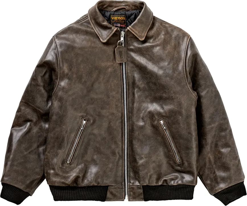 Áo Supreme Vanson Leathers Worn Leather Jacket Brown Áo Supreme Vanson Leathers Worn Leather Jacket Brown