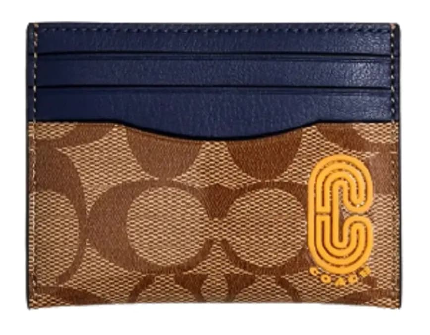 Ví Coach Slim Card Case In Colorblock Signature Canvas Navy Tan IHAQGWGRGJ Ví Coach Slim Card Case In Colorblock Signature Canvas Navy Tan IHAQGWGRGJ