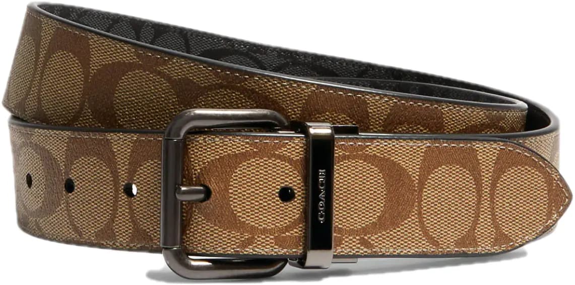 Thắt Lưng Coach Roller Buckle Reversible Belt 'Tan Charcoal' 5951-QBRMO Thắt Lưng Coach Roller Buckle Reversible Belt 'Tan Charcoal' 5951-QBRMO