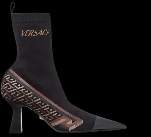 Giày Versace La Greca Signature Sock Boots Black Caramel 1002350-1A01492-5B17V Giày Versace La Greca Signature Sock Boots Black Caramel 1002350-1A01492-5B17V