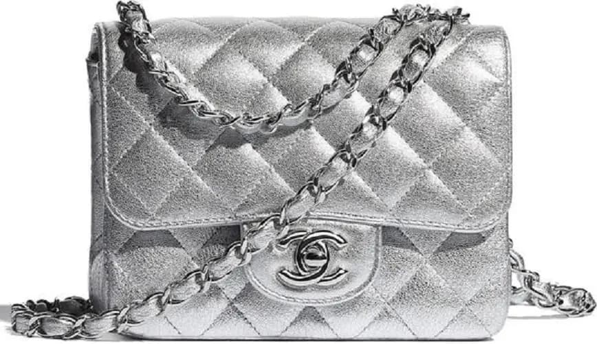 Túi Chanel Mini Flap Bag Lambskin Metalic Silver A35200-B05213-45002 Túi Chanel Mini Flap Bag Lambskin Metalic Silver A35200-B05213-45002