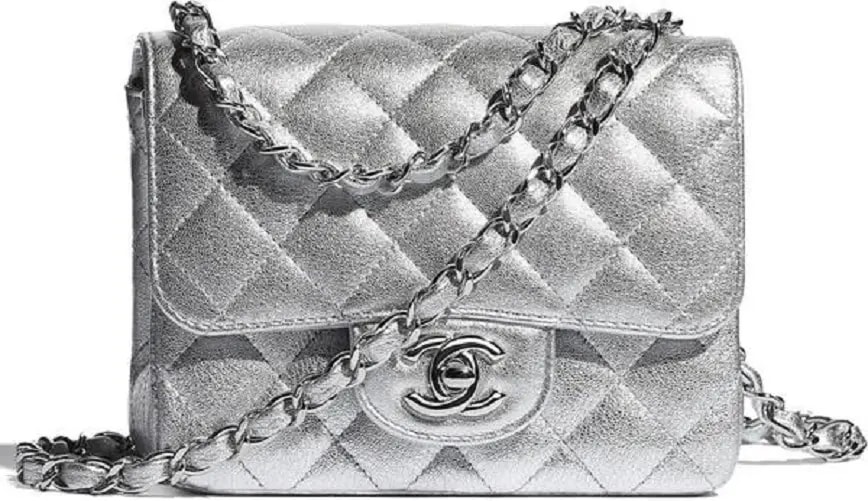 Túi Chanel Mini Flap Bag Lambskin Metalic Silver A35200-B05213-45002 Túi Chanel Mini Flap Bag Lambskin Metalic Silver A35200-B05213-45002