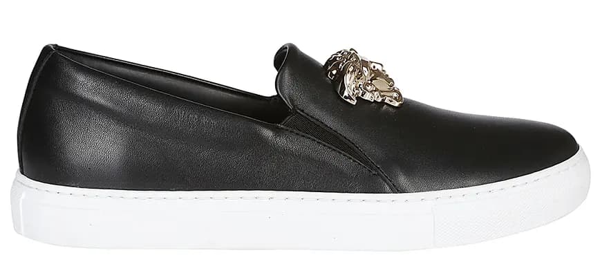 Giày Versace Black Leather Slip On Sneakers DSR488D-DVT2P-D41OC Giày Versace Black Leather Slip On Sneakers DSR488D-DVT2P-D41OC