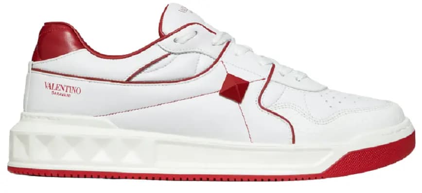 Giày Valentino One Stud Low Top Nappa White Red WY2S0E71-NWN-R81 Giày Valentino One Stud Low Top Nappa White Red WY2S0E71-NWN-R81