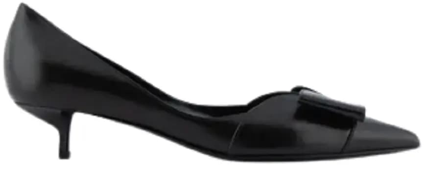 Giày Armani Nappa Leather Kitten Heeled Court With Bow 'Black' Giày Armani Nappa Leather Kitten Heeled Court With Bow 'Black'