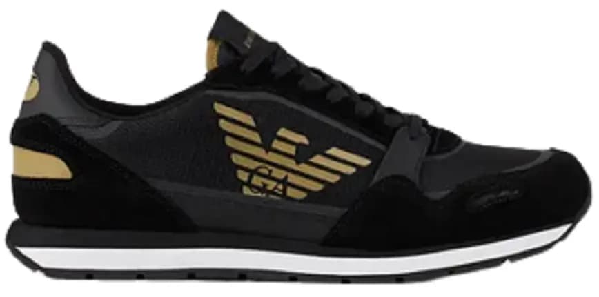 Giày Armani Suede With Contrasting Inserts And Oversized Eagle 'Black' Giày Armani Suede With Contrasting Inserts And Oversized Eagle 'Black'