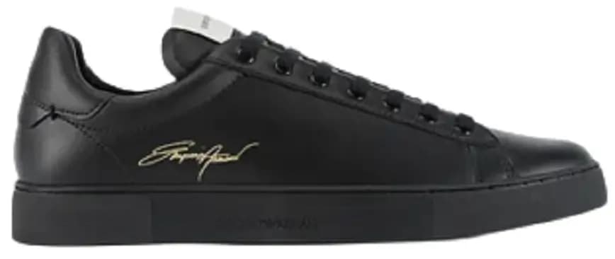 Giày Armani Leather With Gold Signature Logo 'Black' X4X565XM993100002 Giày Armani Leather With Gold Signature Logo 'Black' X4X565XM993100002