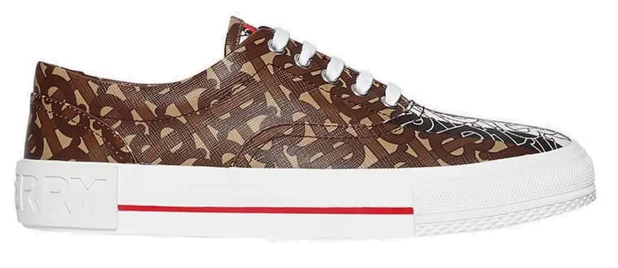 Giày Burberry Brown Monogram Stripe Print E-Canvas 80187541 Giày Burberry Brown Monogram Stripe Print E-Canvas 80187541