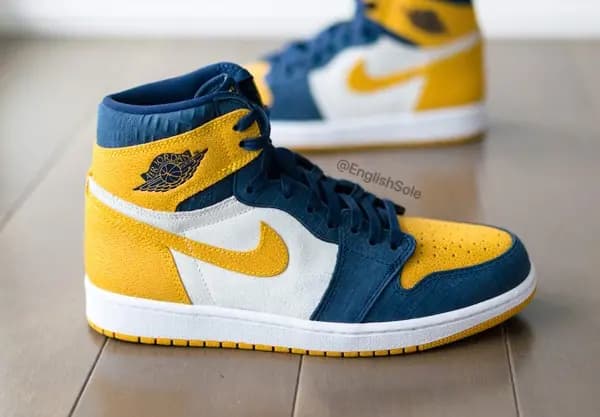 Cận cảnh phiên bản Air Jordan 1 High Michigan dành cho trẻ em Cận cảnh phiên bản Air Jordan 1 High Michigan dành cho trẻ em