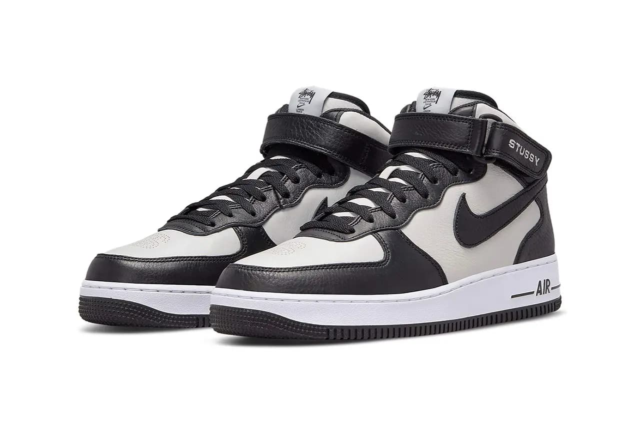 Hình ảnh chính thức của phiên bản Stüssy x Nike Air Force 1 Mid "Black/White" Hình ảnh chính thức của phiên bản Stüssy x Nike Air Force 1 Mid "Black/White"