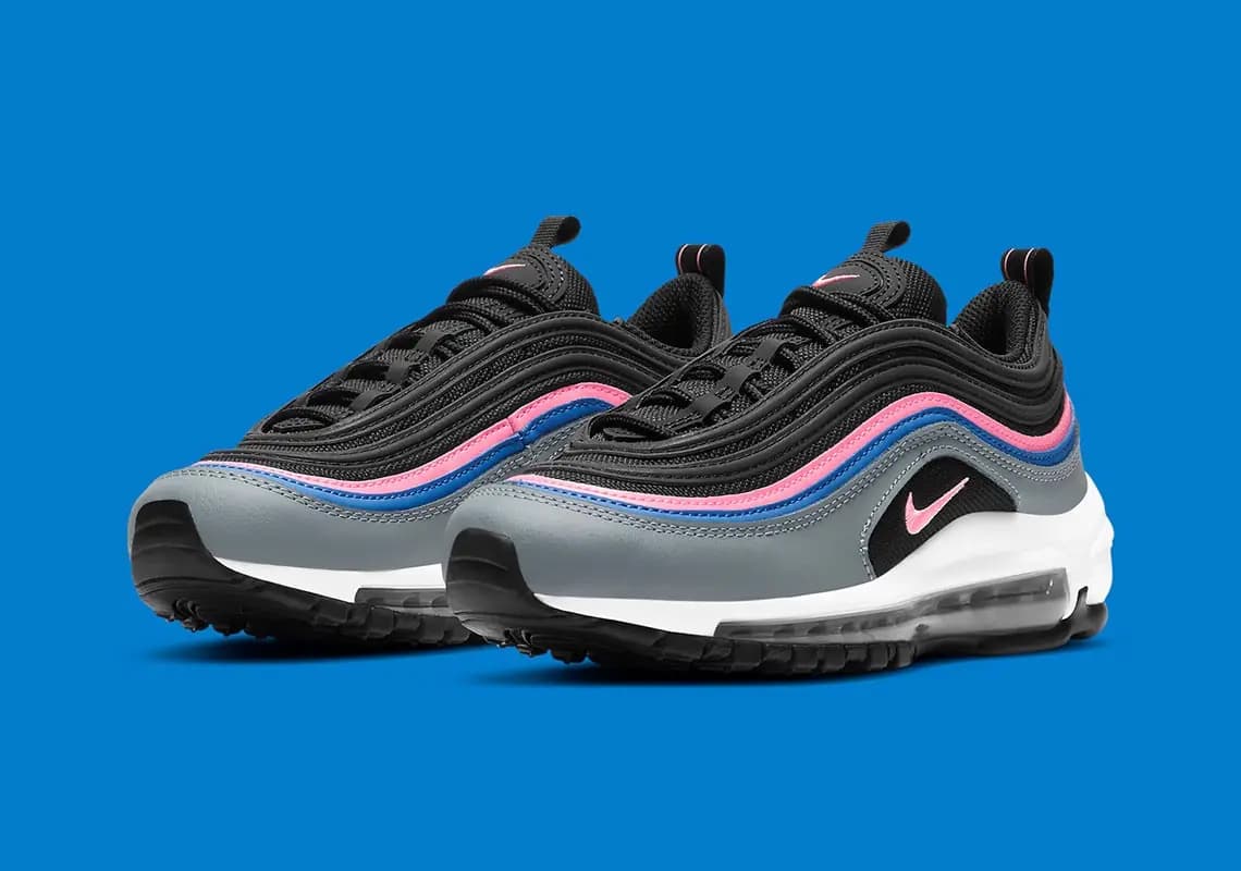 Nike Air Max 97 Black And Grey dành cho trẻ em "tạo nét" ấn tượng với hai vạch Xanh - Hồng Nike Air Max 97 Black And Grey dành cho trẻ em "tạo nét" ấn tượng với hai vạch Xanh - Hồng